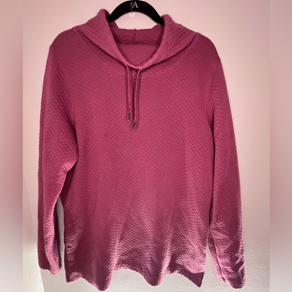 L.L Bean Women’s SoftLight Quilted Top Funnelneck Pullover Muted Plum Size Large